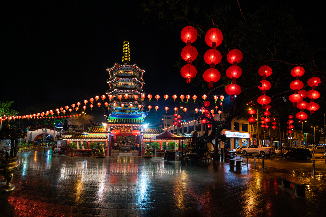 The Sibu Tua Pek Gong Temple before the 2022 Chap Goh Mei celebration.